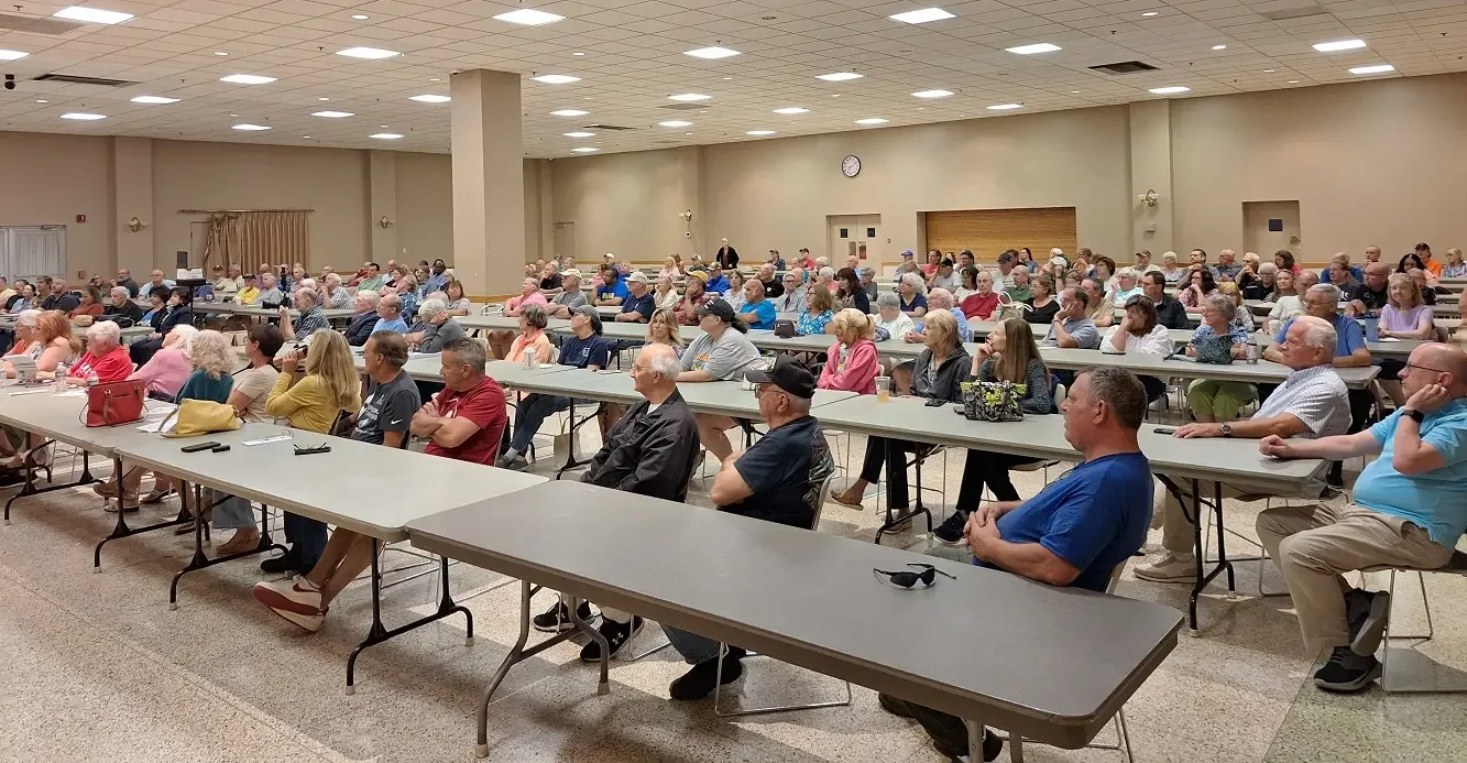 A packed hall of residents at the Western Region property tax town hall